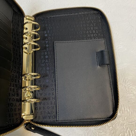 Kate Spade Black Leather 6 Ring Personal Organizer Planner - Picture 12 of 16